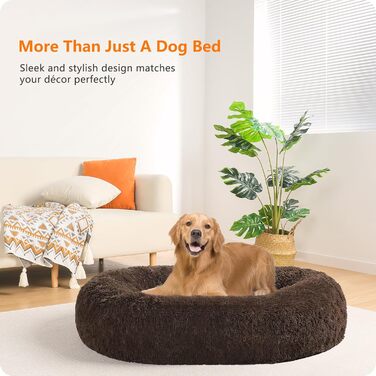Ортопедичне ліжко для собак, кругленьке, м'яке, для котів та собак, ліжко-софа, коричневе, 100 см, 100x100x20 см