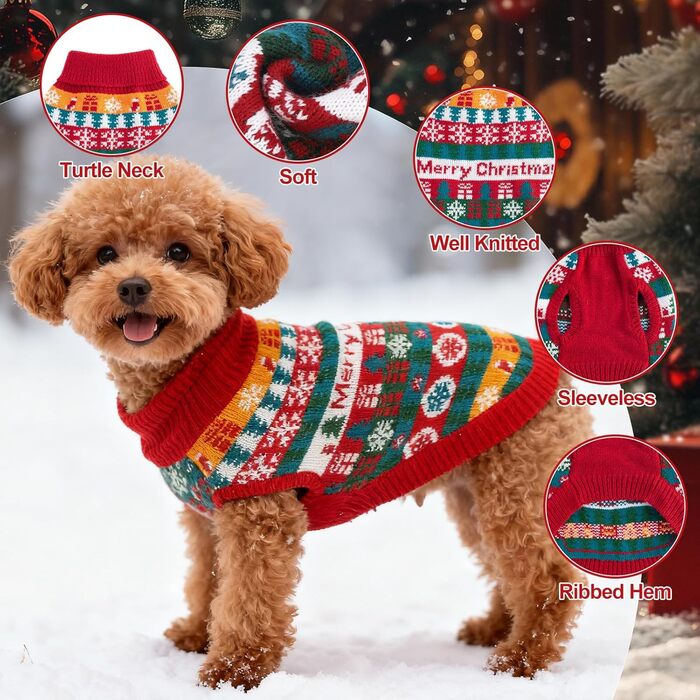 Пуловер для собак EXPAWLORER на Новий рік: теплий, модний, для малих, середніх та великих собак, розмір XL (S-M)