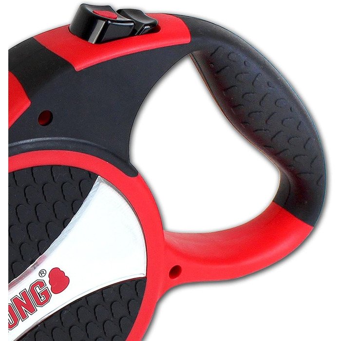 Рулетка для собак KONG 5м, для собак до 50кг, розмір L, жовто-блакитна, з Soft Grip та світловідбиваючим шнуром