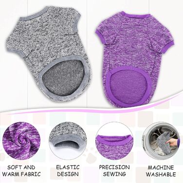 Пуловери для собак Rypet 2 шт. великого розміру, теплі зимові пуловери для собак, м'які, теплі, для середніх та великих собак, 9XL (Обхват грудей: 89.9 см, Довжина спини: 74.9 см), фіолетовий та сірий