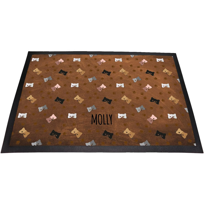 Килимок для годівлі собак з мотивом лапок | Персоналізований з ім'ям | Можливість прання | (для котів коричневого кольору)
