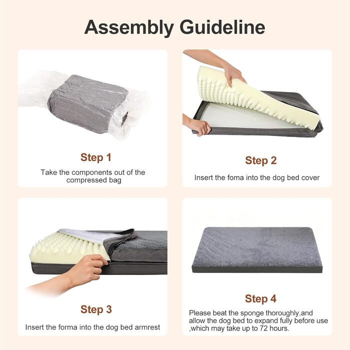 Ортопедичне ліжко для собак на зиму та літо з знімною, пральною наволочкою, 104*68*8 см, сірого кольору