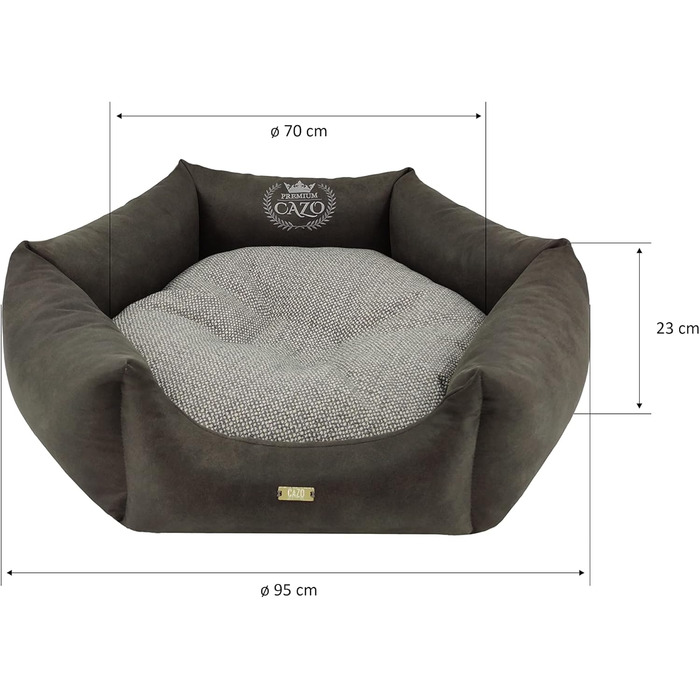 CAZO Преміум лежанка для собак та котів, м'яка, діаметр 70 см, розмір M, сірий колір