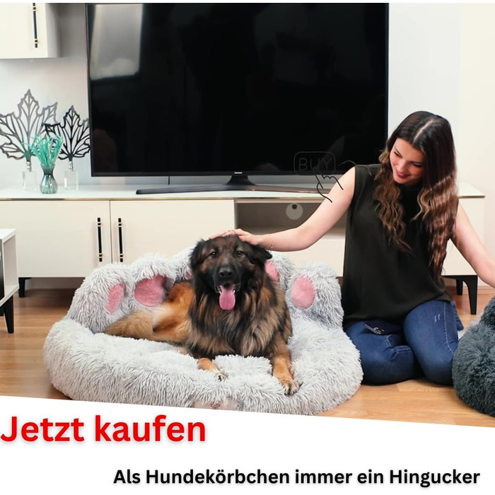 Кругле ліжко для собак Pfoten&nasen® Bärenpfote, сірого кольору, розмір S (65 см) – м'яке, зручне, для маленьких собак, легко миється