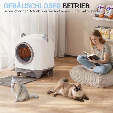 Автоматичний лоток для котів Katzenklo Selbstreinigend 90L з APP та 6-рівневою системою контролю запаху, для кількох котів