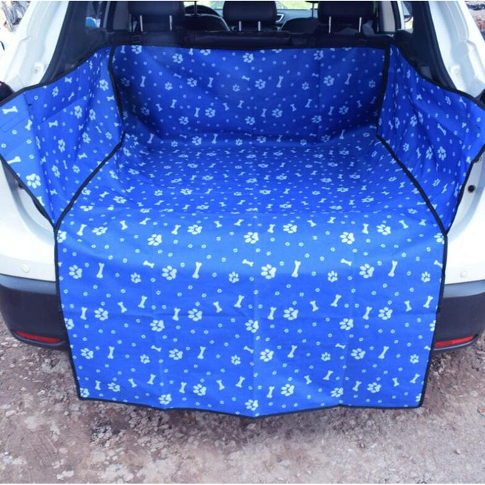 Захисна вологостійка підстилка для багажника авто з боковими захистами для собак (184x105x33 см, блакитна)