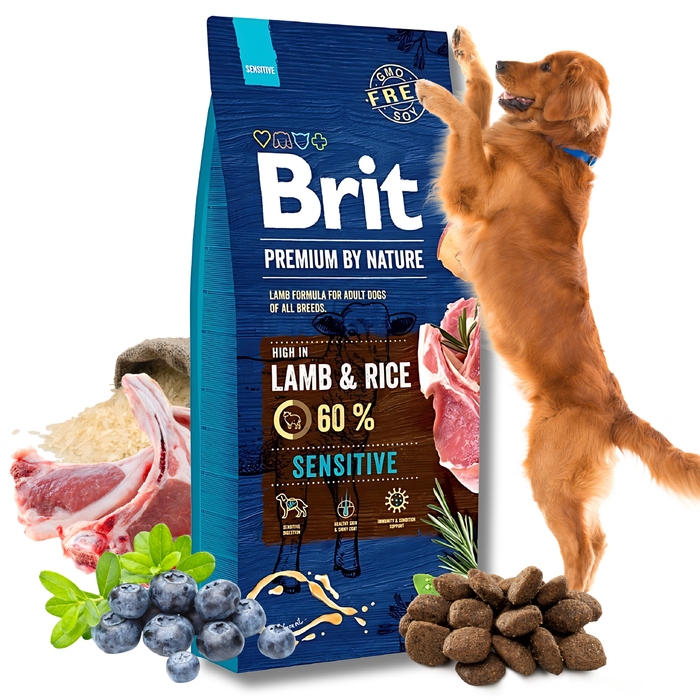 Сухий корм для собак Brit Premium by Nature Sensitive з ягнятиною, 15 кг