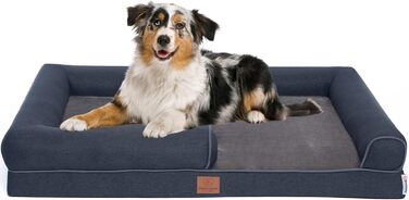 Ортопедичне лежанка для собак Преміум класу з піною Egg Foam, XL, 89 x 63 x 17 см, темно-сірий. Зручна, з водонепроникним чохлом та петлею для перенесення. Лежанка-софа для собак, м'яка, знімний, пральний чохол.