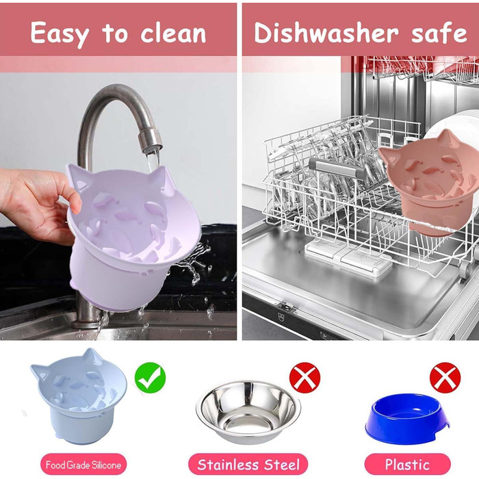 Набір мисок для котів Suyoku: повільне годування, проти блювоти, з підставкою, зелений