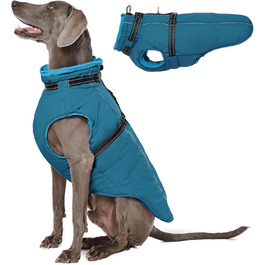 Теплий зимовий одяг для собак Lelepet: вітронепроникний, з інтегрованим шлейкою, з флісовою підкладкою, з світловідбиваючими елементами, синій, XL