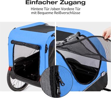 Причіп для собак CXWXC 2-в-1: велосипедний та візок для собак з амортизаторами, синій. Максимальне навантаження 40 кг