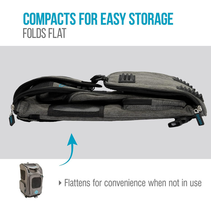 Рюкзак-переноска для тварин Sherpa 2-в-1, сірий, розмір M (43x27x28 см), дозволений авіакомпаніями, машинного прання, з сітчастим вікном, безпечними замками, легким каркасом