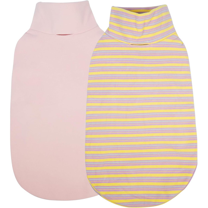 Пуловери для собак Kuoser, 2 шт. Тепла флісова жилетка для маленьких собак, зручний собачий светр, темно-фіолетовий та смугастий (L, фіолетово-рожевий)