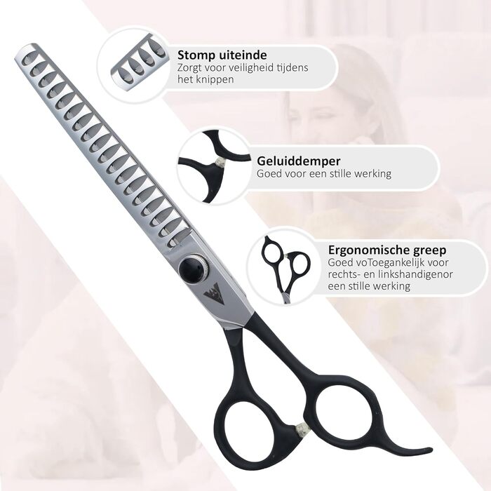 Професійний набір ножиць для грумінгу собак Achilles Pro Silver & Black 7 дюймів