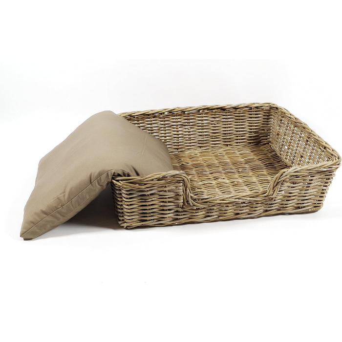Корзина для собак Kobolo з ротангу з подушкою, 94x74x26 см