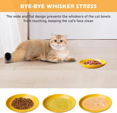 Набір мисок для котів Katzennapf, 6 шт., кераміка, кольорові, для кошенят та котів з короткими лапами, 15x15x3 см, 6 кольорів