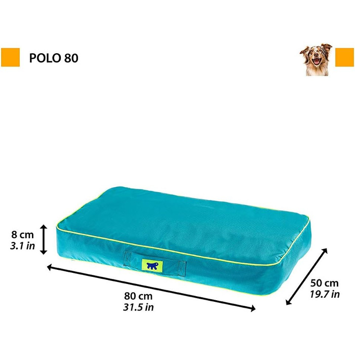 Ортопедичний лежак для собак та котів FERPLAST Polo - блакитний, 80 x 50 x 8 см, M