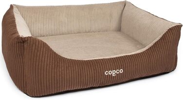 Ортопедичне собаче ліжко CopcoPet з тканини, великі породи, кошик для собак з неслизьким дном, ліжко для собак, що захищає суглоби, XXL, 110 x 90 см, коричневий/бежевий