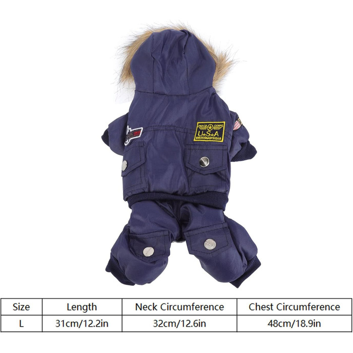GLOGLOW Зимова куртка для собак, тепла куртка з капюшоном для маленьких собак (M), блакитна