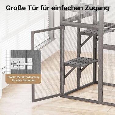 Вольтек (Wiltec) вольєр для котів 116 x 82 x 175,7 см, вольєр для котів з дерева з ПВХ-покриттям, 5 ярусів, для саду, балкону