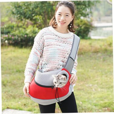 Переносна сумка-переноска для тварин BESPORTBLE, міцна сумка для собак, для подорожей, з вентиляційними вікнами та блискавкою, регульовані плечові ремені, переносна сумка для малих тварин та цуценят, червона