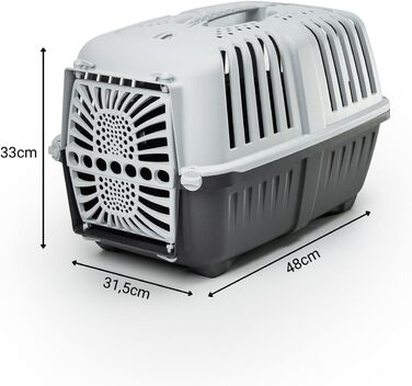 Транспортна переноска для собак Lionto, 55x36x36 см, сіра, для собак та котів до 15 кг