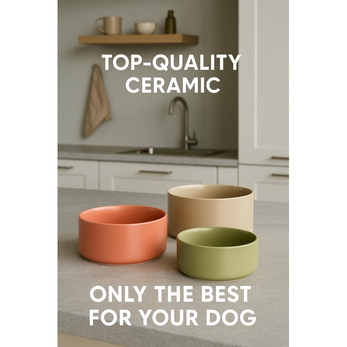 Миска для собак з кераміки, середніх порід, 800 мл, неслизька, стильна, бежева, Flamingo Eram, Ø16 x H6,5 см