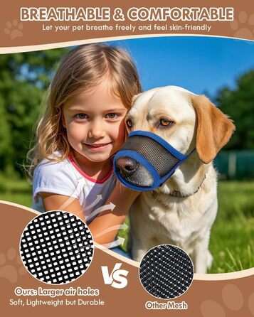 Майка-намордник для собак, м'який Air Mesh, для малих, середніх та великих собак, проти гавкоту та гризіння, дихаючий, можна пити, регульована стрічка, підходить для Німецької вівчарки, Хаскі