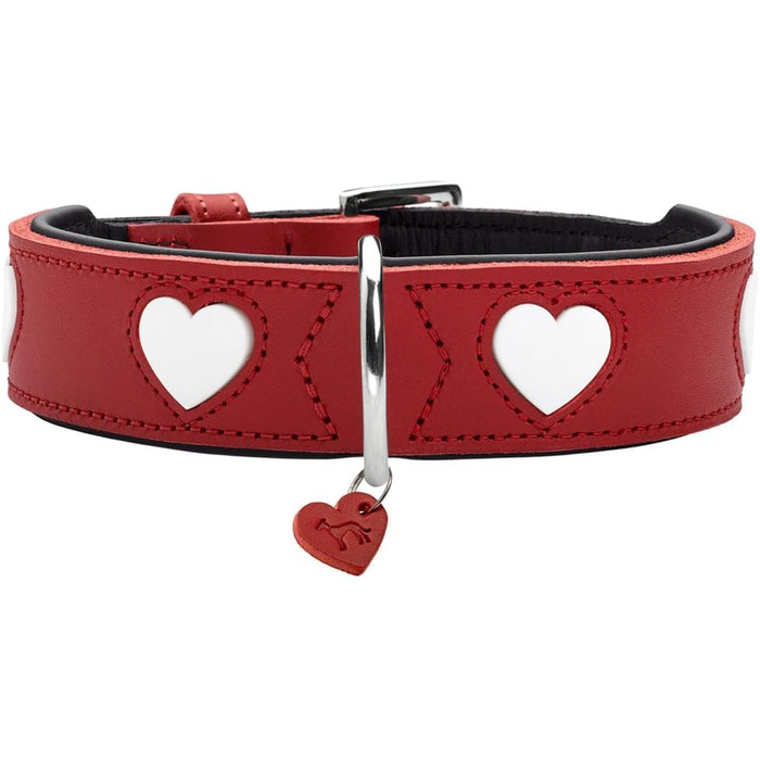 Нашийник для собак HUNTER Love, червоно-чорний, з м'якої шкіри, ручної роботи, розмір 50, Made in Germany