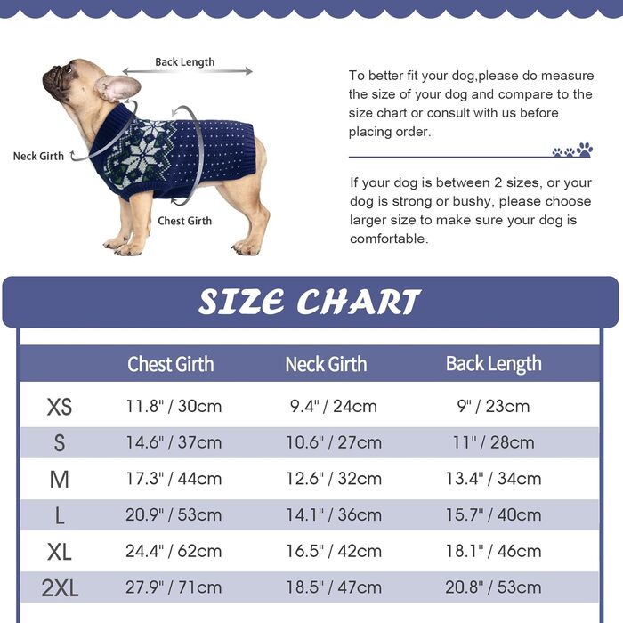 Пуловер для собак та котів Kuoser: теплий зимовий пуловер з візерунком сніжинок для маленьких та середніх порід, блакитний колір