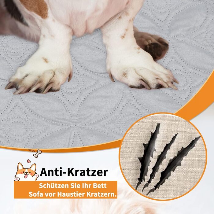 Водостійкий коврик для собак Pick for Life, 157x208 см, миючий, для великих і маленьких собак, захист ліжка, дивана, авто, двосторонній, сірий