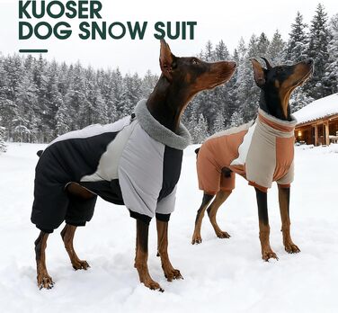 Водонепроникний собачий плащ Kuoser для маленьких собак - теплий зимовий плащ з шлейкою та світловідбиваючими деталями, чорний, розмір M