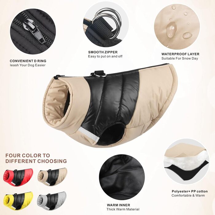 Водонепроникна куртка для собак Idepet: тепла та зручна на осінь/зиму (L, Хакі)