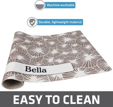 Drymate килимок для годівлі домашніх тварин - персоналізований килимок під миску для собак та котів (з перероблених волокон, можна прати в пральній машині), Paw Dots - Black Small (12' x 20'), Kahopo Grey