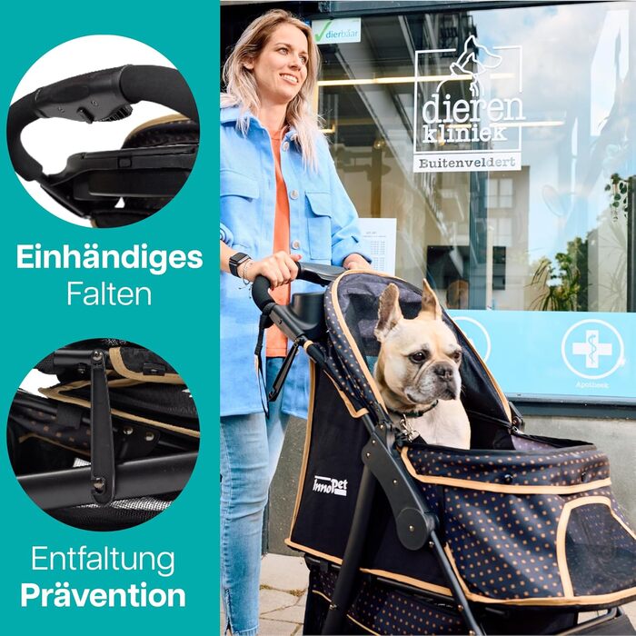 Візок для собак Innopet Adventure: прогулянка з вашим улюбленцем. Підходить для собак, котів та дітей. Кольори: золото, чорний