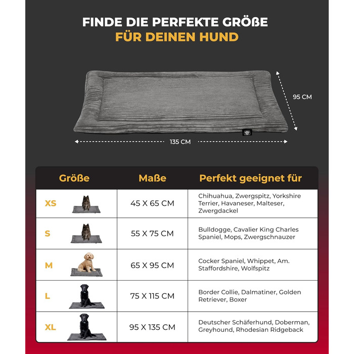Килимок для собак HS-Hundebett® з флісовою підкладкою, XS – Практичний, миючий, перекидний – М'який, затишний – Зелений, виготовлено в Німеччині (Антрацит, 95x135 см)
