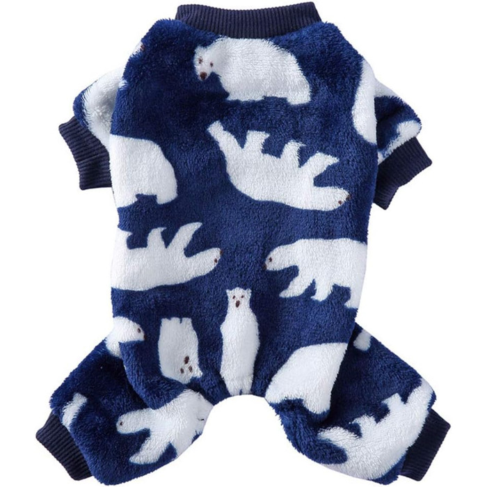 Теплий флісовий костюм для собак, м'який одяг для собак, комбінезон для собак, тепла бавовняна одяг для маленьких собак та котів (Синій Ведмедик, XL)