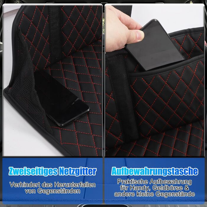 Розширювач сидіння заднього ряду авто, розкладний килимок-матрац для заднього сидіння, портативна платформа для кемпінгу та сну, універсальний для SUV, MPV та компактних авто (Чорний, Шкіра)