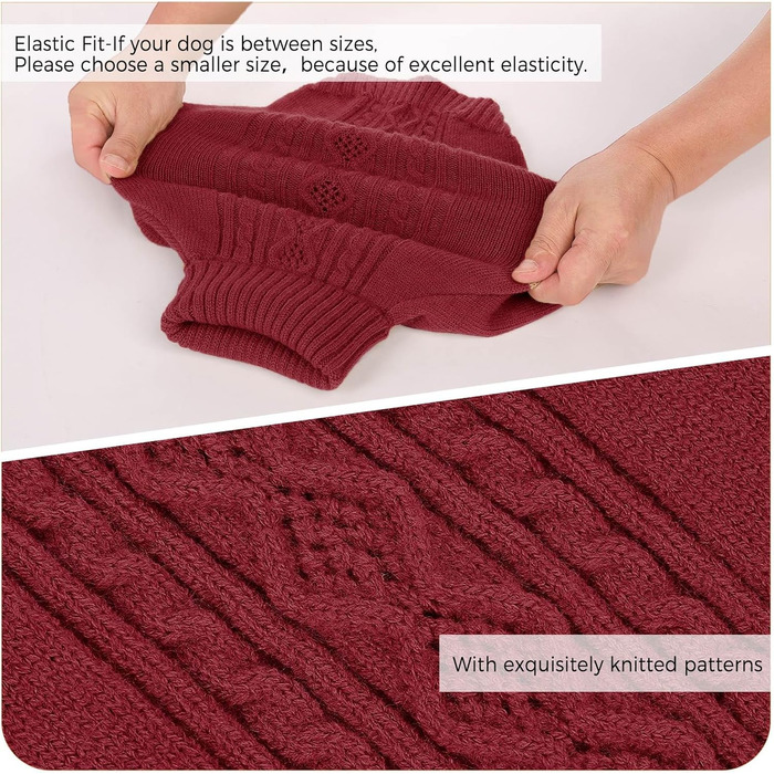 Теплий в'язаний пуловер для собак з коміром-горловиною. Підходить для маленьких, середніх собак, цуценят та котів. Колір: червоний