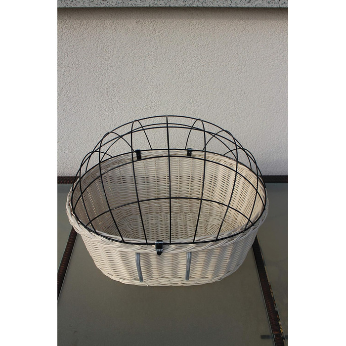 Корзина для велосипеда Marcus Hundefahrradkorb для собак, плетіння з лози, з металевою сіткою та подушкою, велосипедна корзина для тварин, еко-дизайн (XXL без подушки)