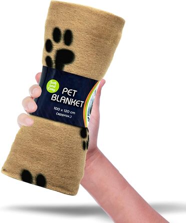 М'яка тепла флісова ковдра з відбитками лап для котів, цуценят та собак, пральна, для подорожей (70 x 73 см, 1 шт.) (Бежевий, 100 x 120 см (упаковка з 1))