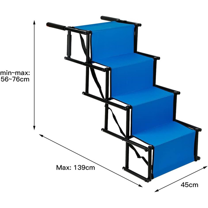 Сходинка для собак - пандус для автомобіля - регульована, складана, чорна/синя (139*45*76 см)