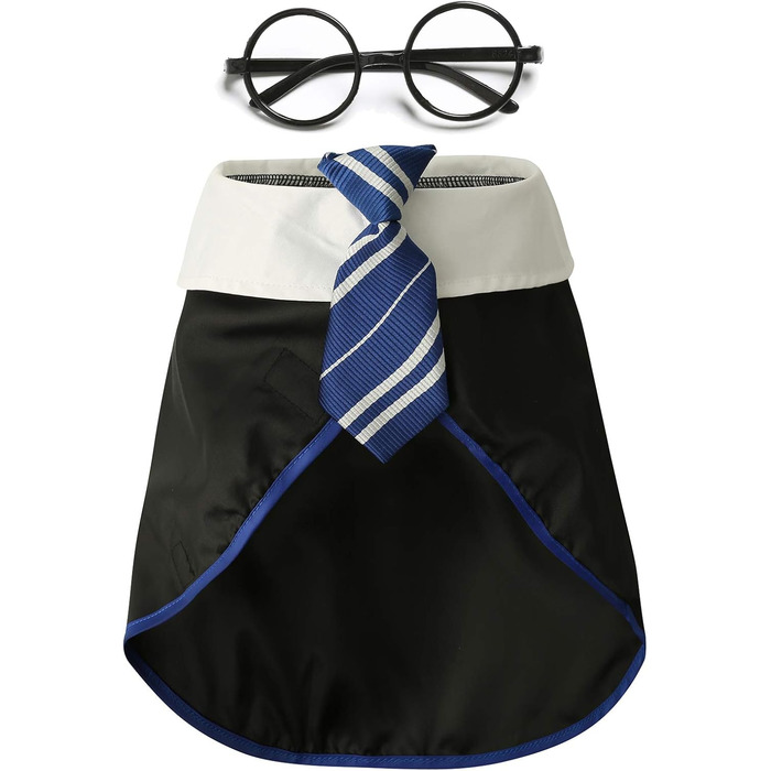 Костюм для собак Coomour на Halloween, сорочка чарівника, кумедний одяг для собак та котів, одяг з окулярами, розмір XL, зелений X-Large (Neck:23'), зелений (Small(Neck:14'), блакитний)