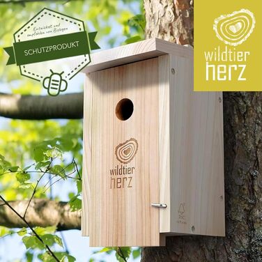 Дерев'яний шпаківня wildtier herz для синиць, натуральний, з отвором 28 мм, для малих птахів, екологічний, для саду