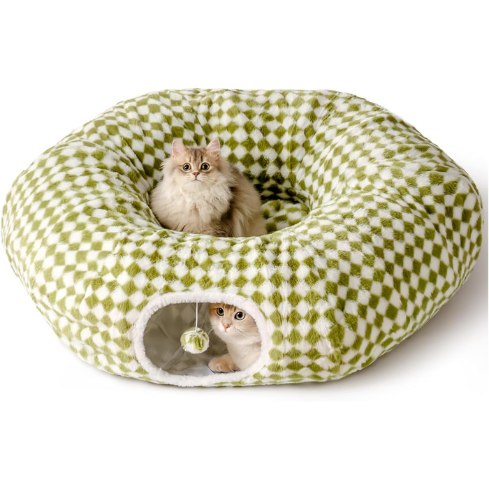 Туннель для котів MewooFun, 90 см, з м'яким лежаком, інтерактивна іграшка для котів, складаний, багатофункціональний