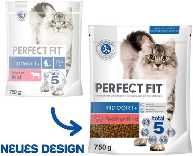 Сухий корм для дорослих котів Perfect Fit Indoor 1+ з яловичиною, 7 кг