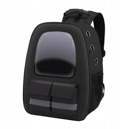 Рюкзак-переноска для котів та маленьких собак — прозорий, з вентиляцією, чорний