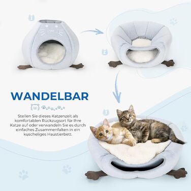 Кігтеточка-будиночок для котів, блакитна, розмір M, 40x40x35 см. Зручне ліжко з Sherpa подушкою, ідеально для дому.