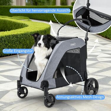 Візок для собак GOPLUS, розкладний, 60 кг, з кишенями та сіткою, 67 x 98 x 88 см