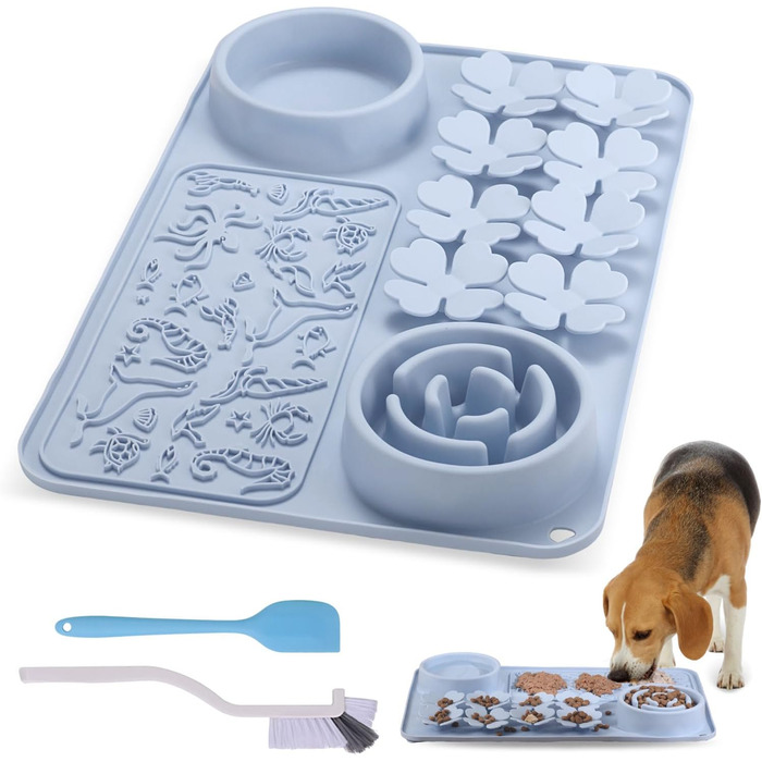 Силіконовий килимок для годування собак та котів - Slow Feeder, антиковзкий, інтерактивний, пазл-годувальник, для швидких їдців (Блакитний)